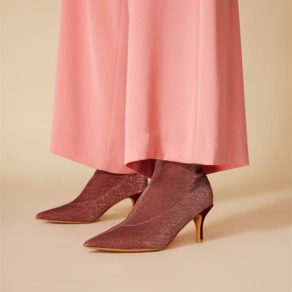 Jaggar Pink Decadence Ribbed Sock Boot in Grape Kitten Heel Bootie NIB 36/38/40 - Picture 2 of 16